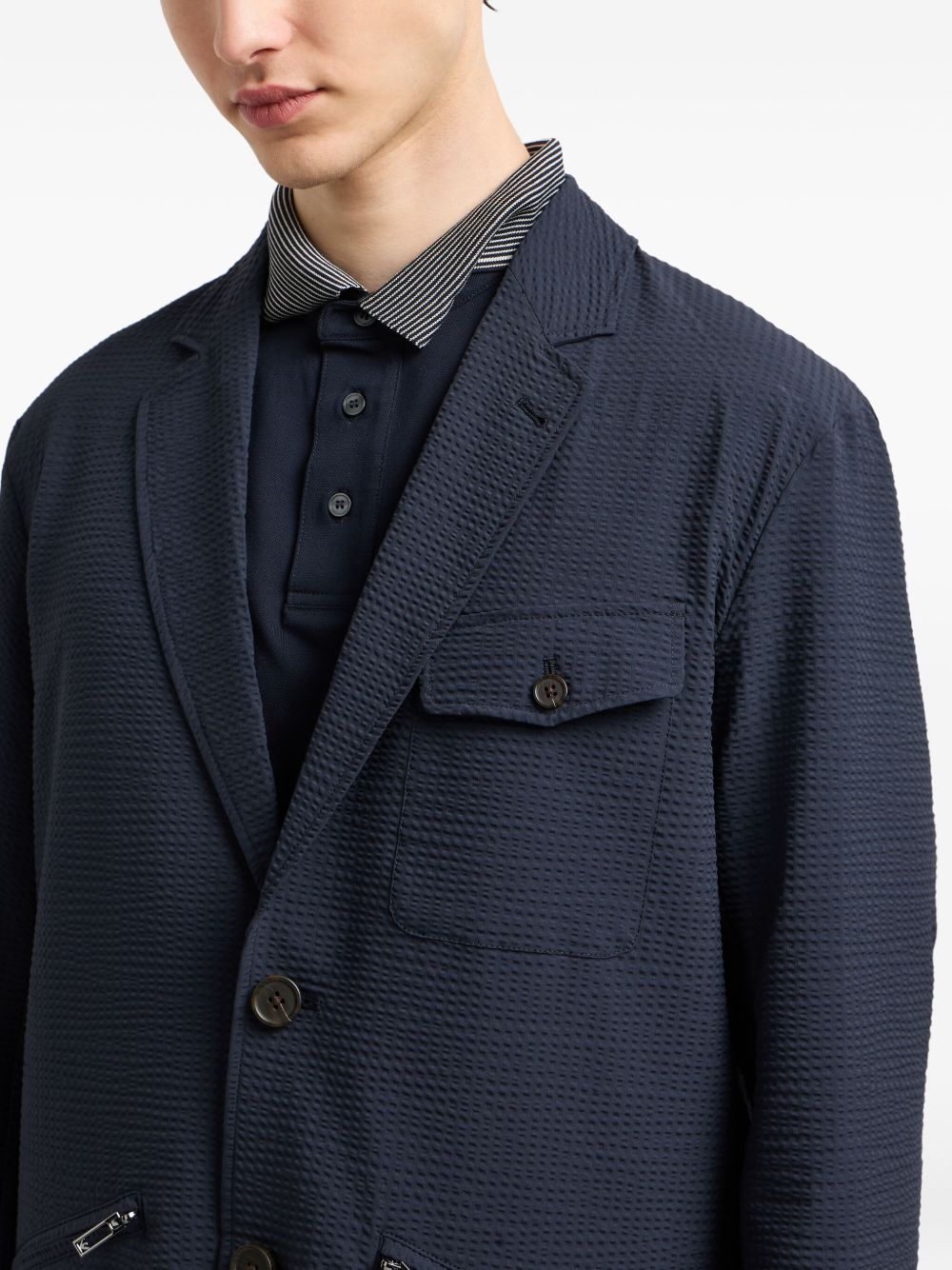 Emporio Armani Single-breasted nylon seersucker blazer Emporio Armani 