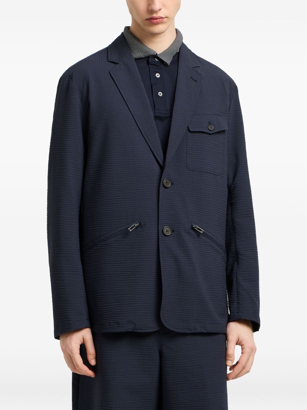 Emporio Armani Single-breasted nylon seersucker blazer Emporio Armani 
