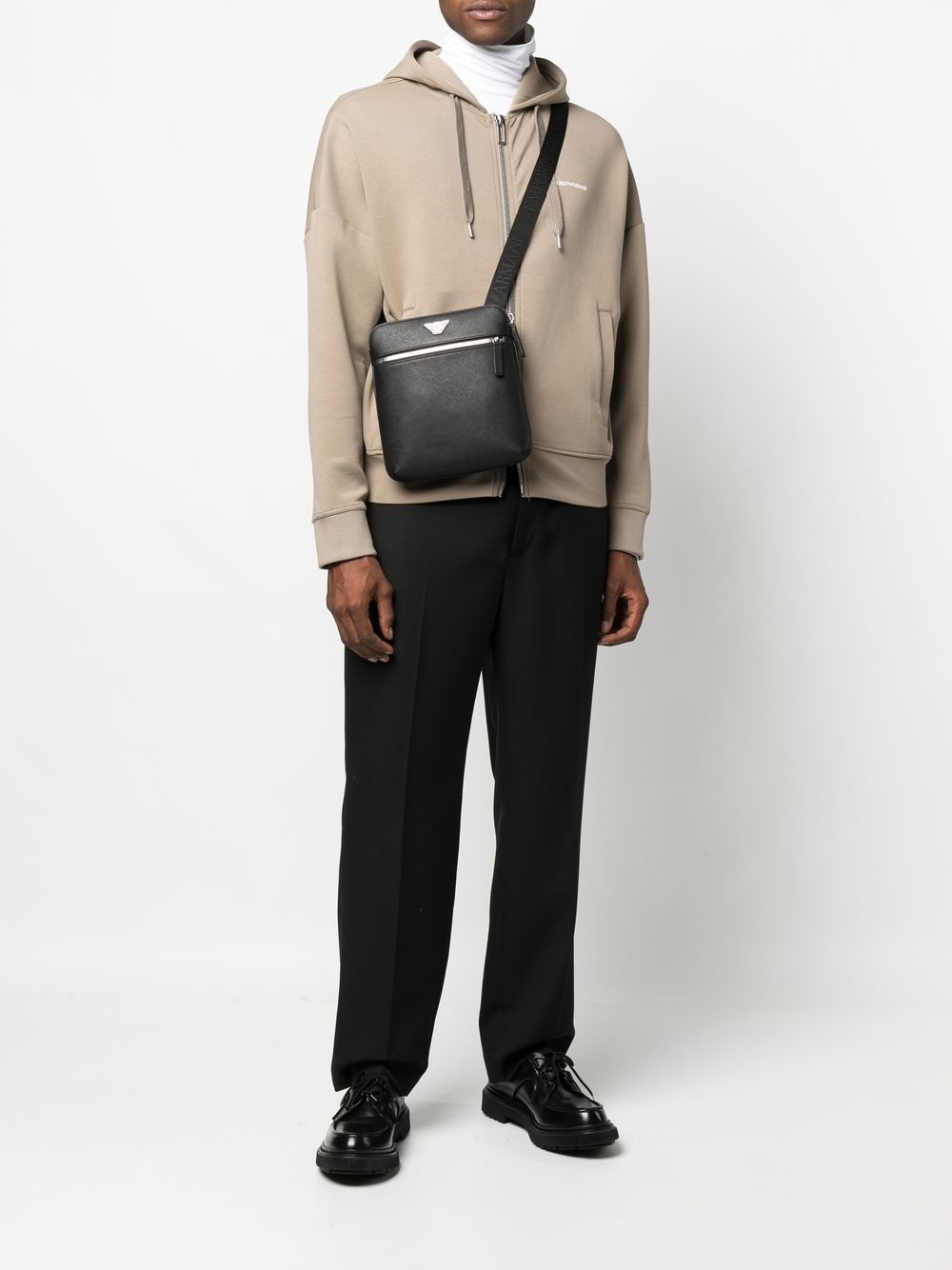 Emporio Armani Flat shoulder bag in regenerated saffiano leather with ASV eagle plaque Emporio Armani