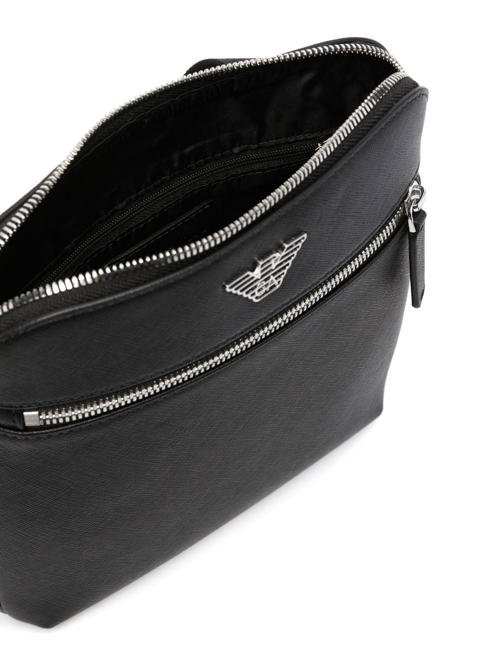 Emporio Armani Flat shoulder bag in regenerated saffiano leather with ASV eagle plaque Emporio Armani