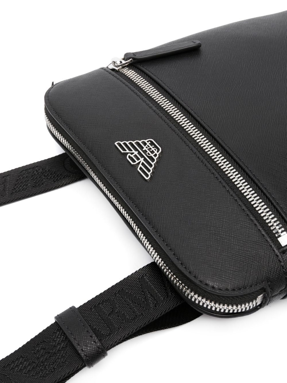 Emporio Armani Flat shoulder bag in regenerated saffiano leather with ASV eagle plaque Emporio Armani