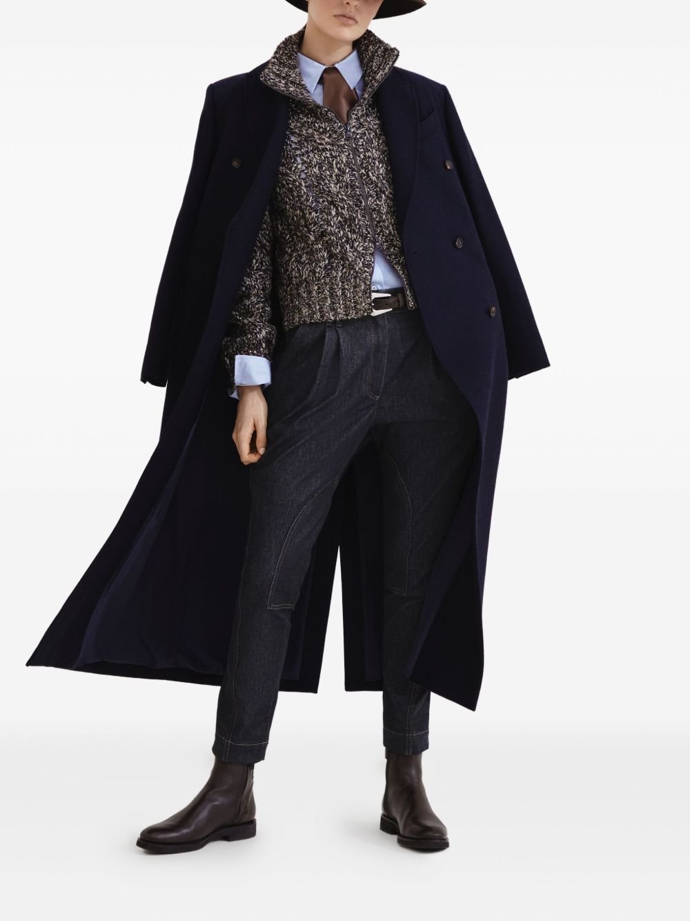 Brunello Cucinelli Dazzling chiné cable knit cardigan in soft wool, cashmere and mohair with zipper Brunello Cucinelli