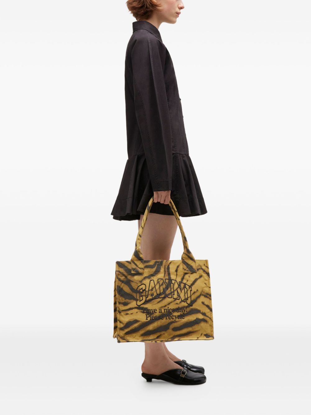 Ganni Zebra Print Large Tote Ganni