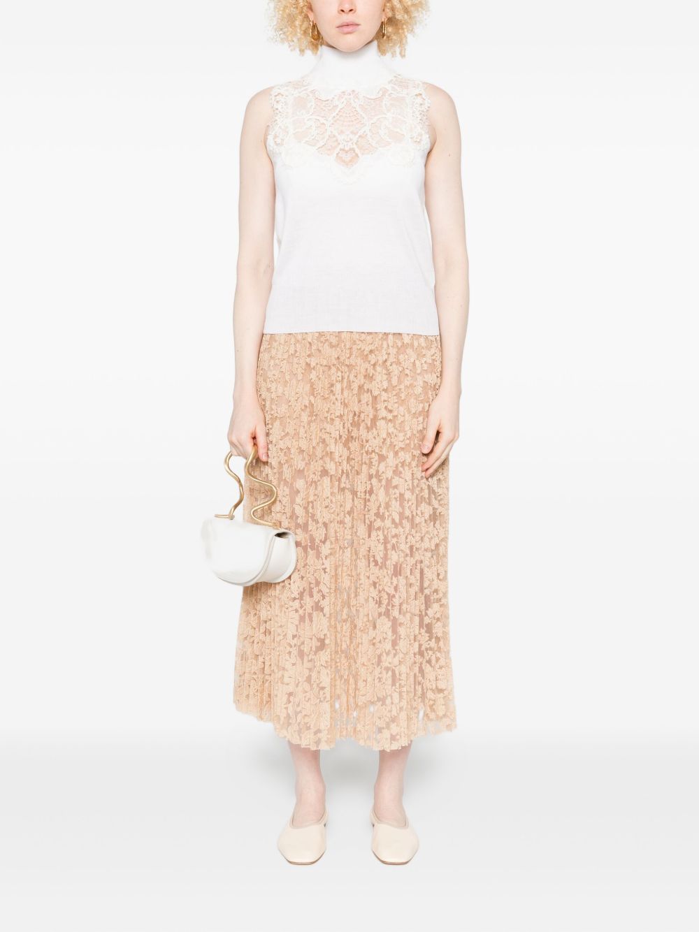 Ermanno Scervino Pleated floral-lace skirt Ermanno Scervino 
