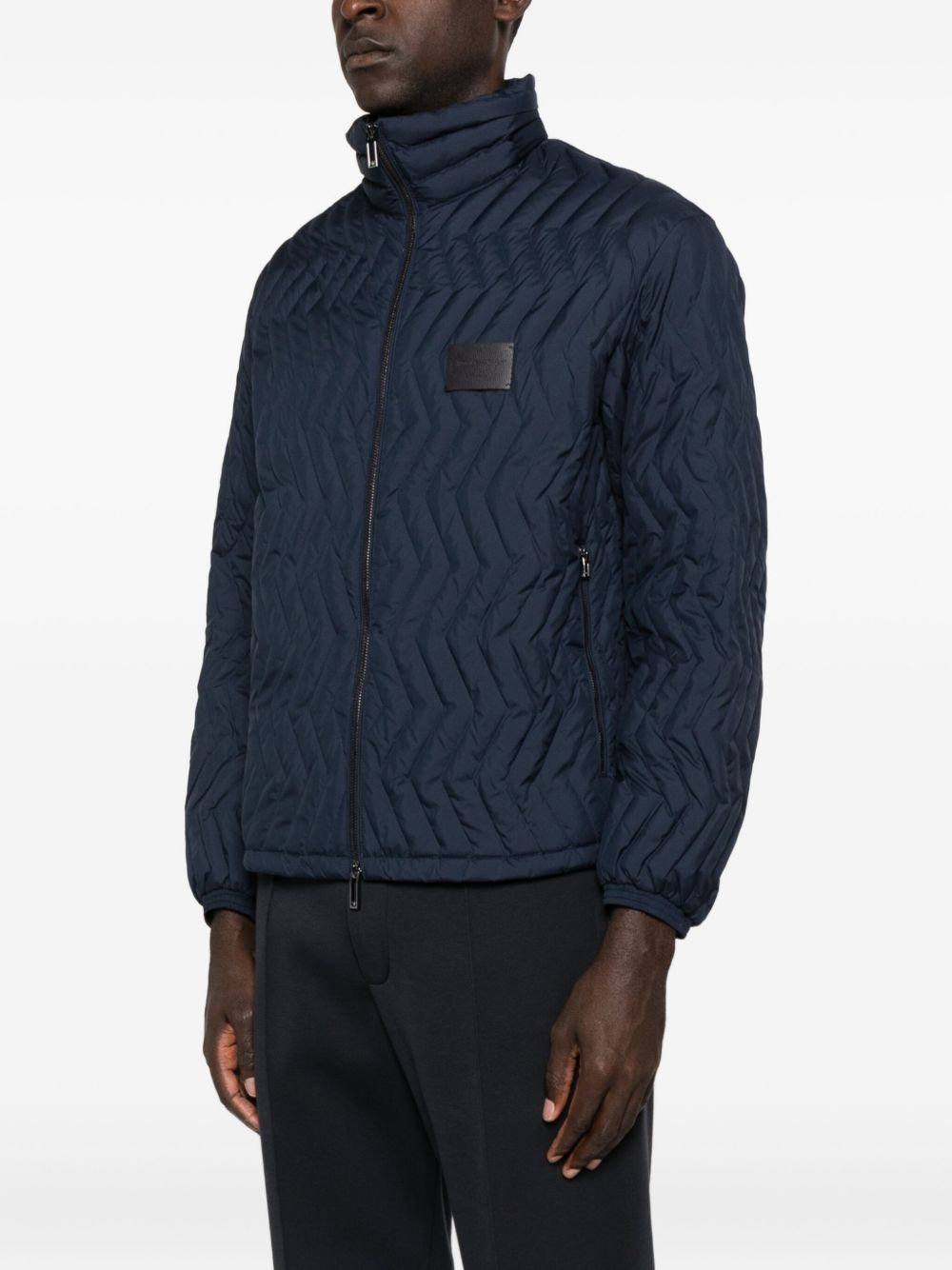 Emporio Armani Full-zip down jacket in chevron quilted ripstop nylon Emporio Armani 