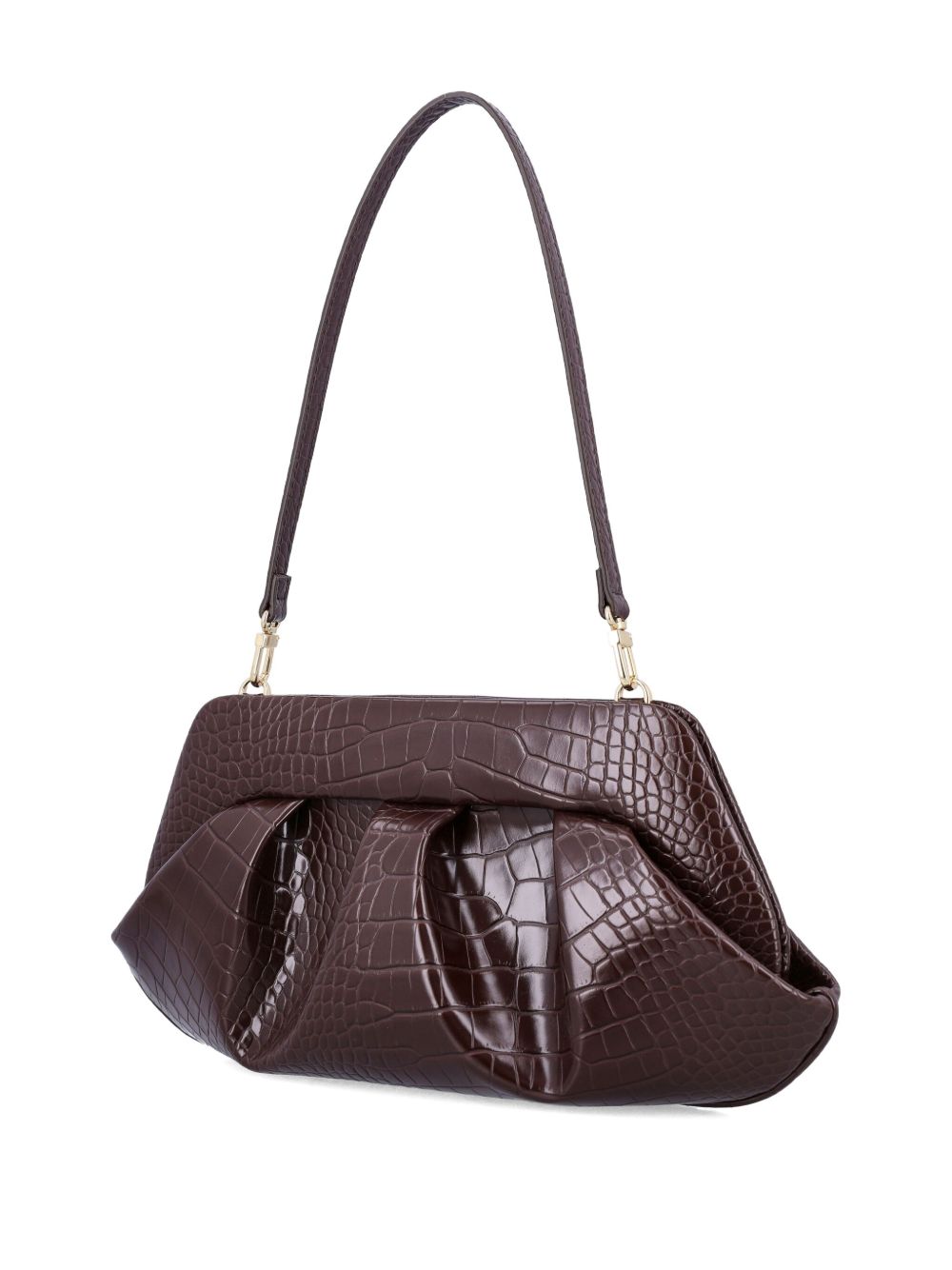 Themoire' Emera croco-embossed pleated clutch Themoire'