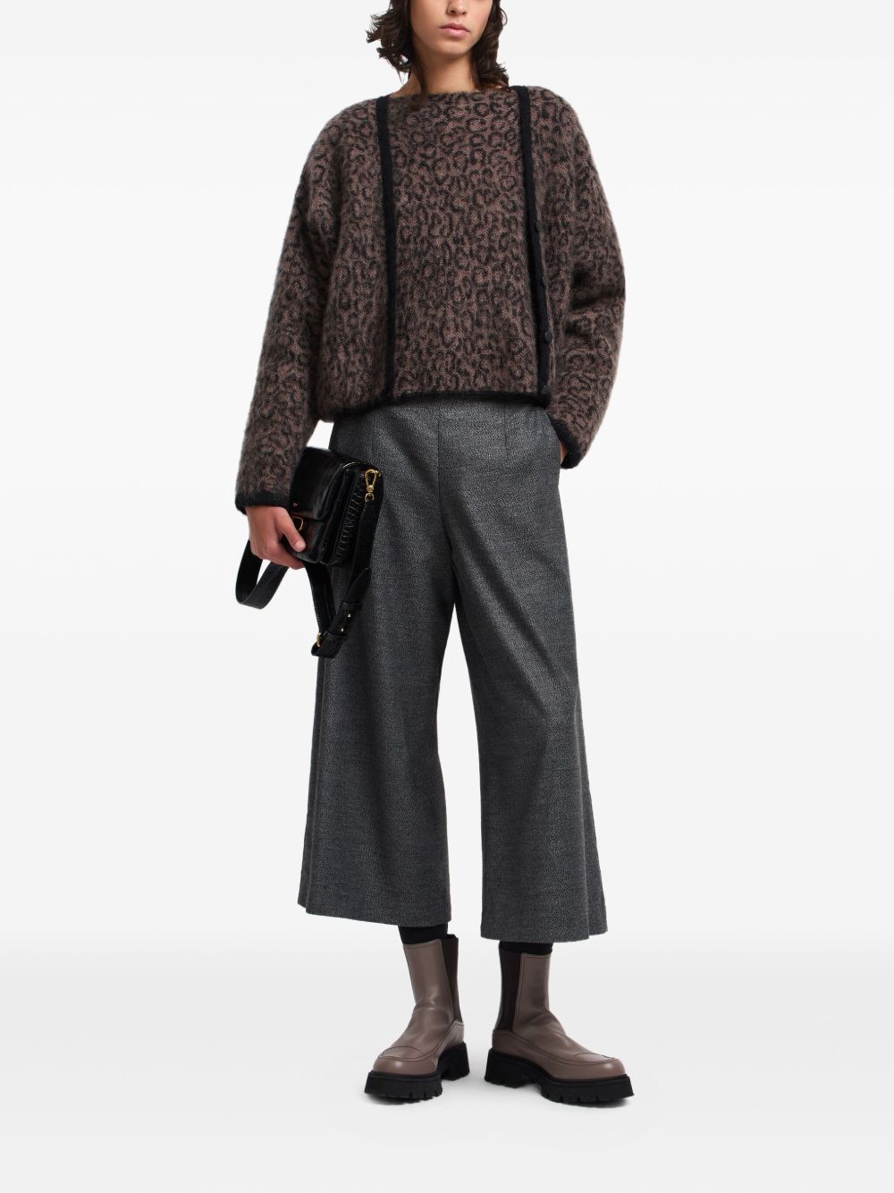 Emporio Armani V-neck cardigan in mohair wool blend with all-over jacquard pattern Emporio Armani