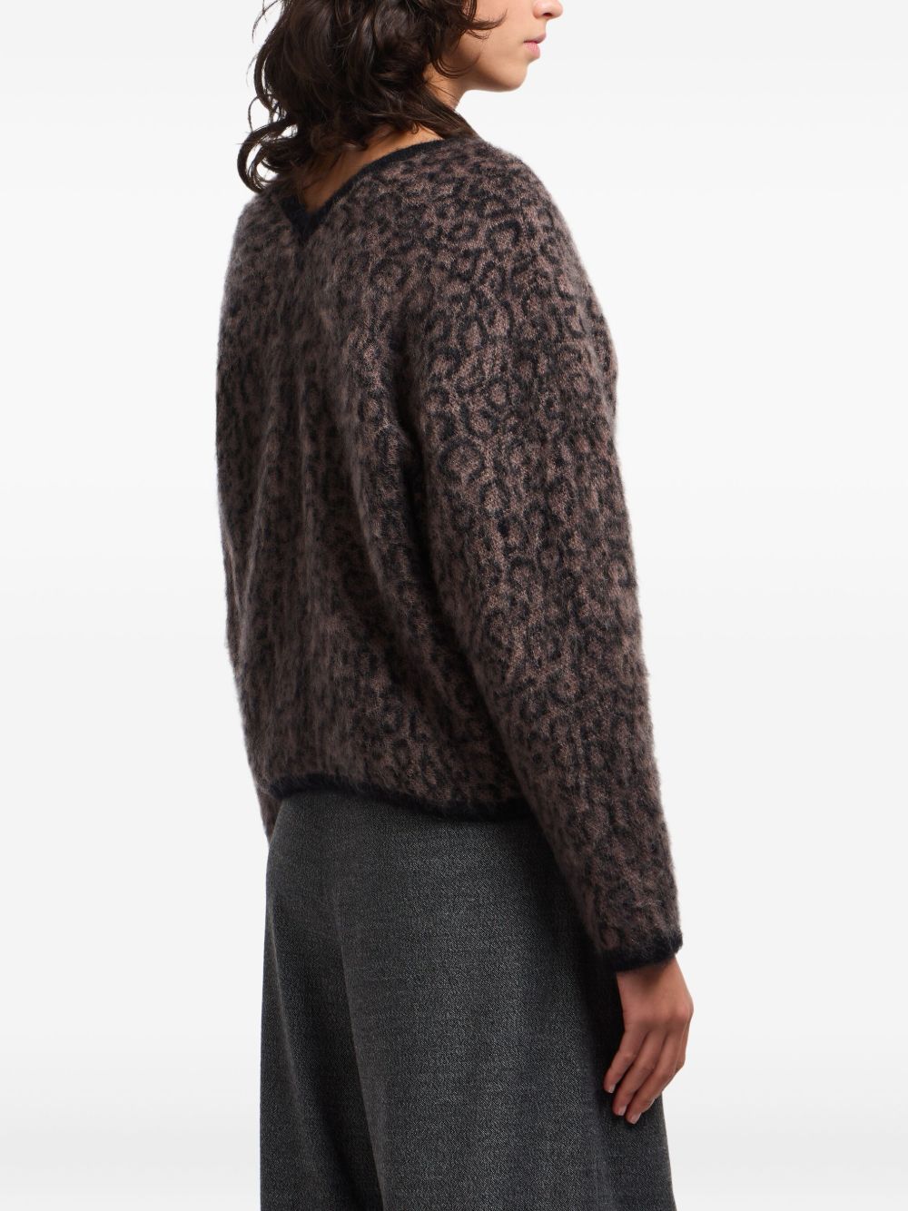 Emporio Armani V-neck cardigan in mohair wool blend with all-over jacquard pattern Emporio Armani