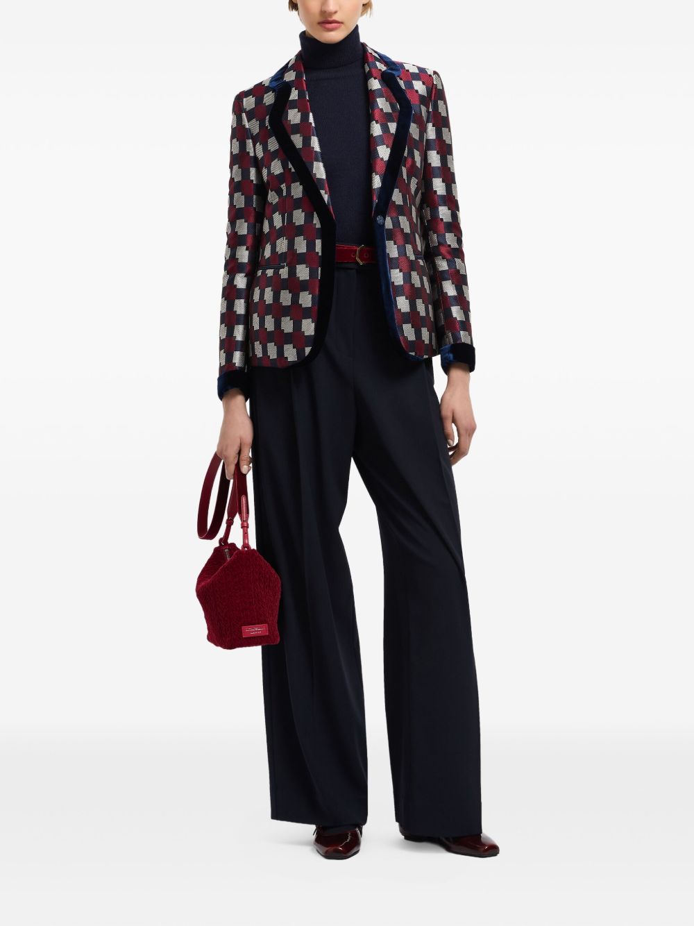 Emporio Armani Geometric jacquard blazer with velvet details Emporio Armani 