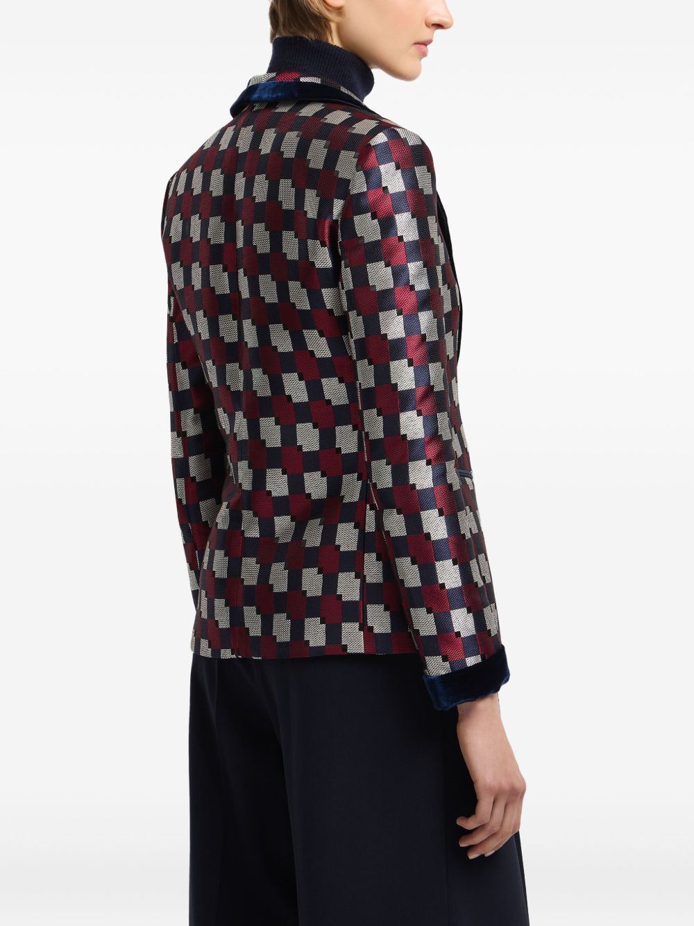 Emporio Armani Geometric jacquard blazer with velvet details Emporio Armani 
