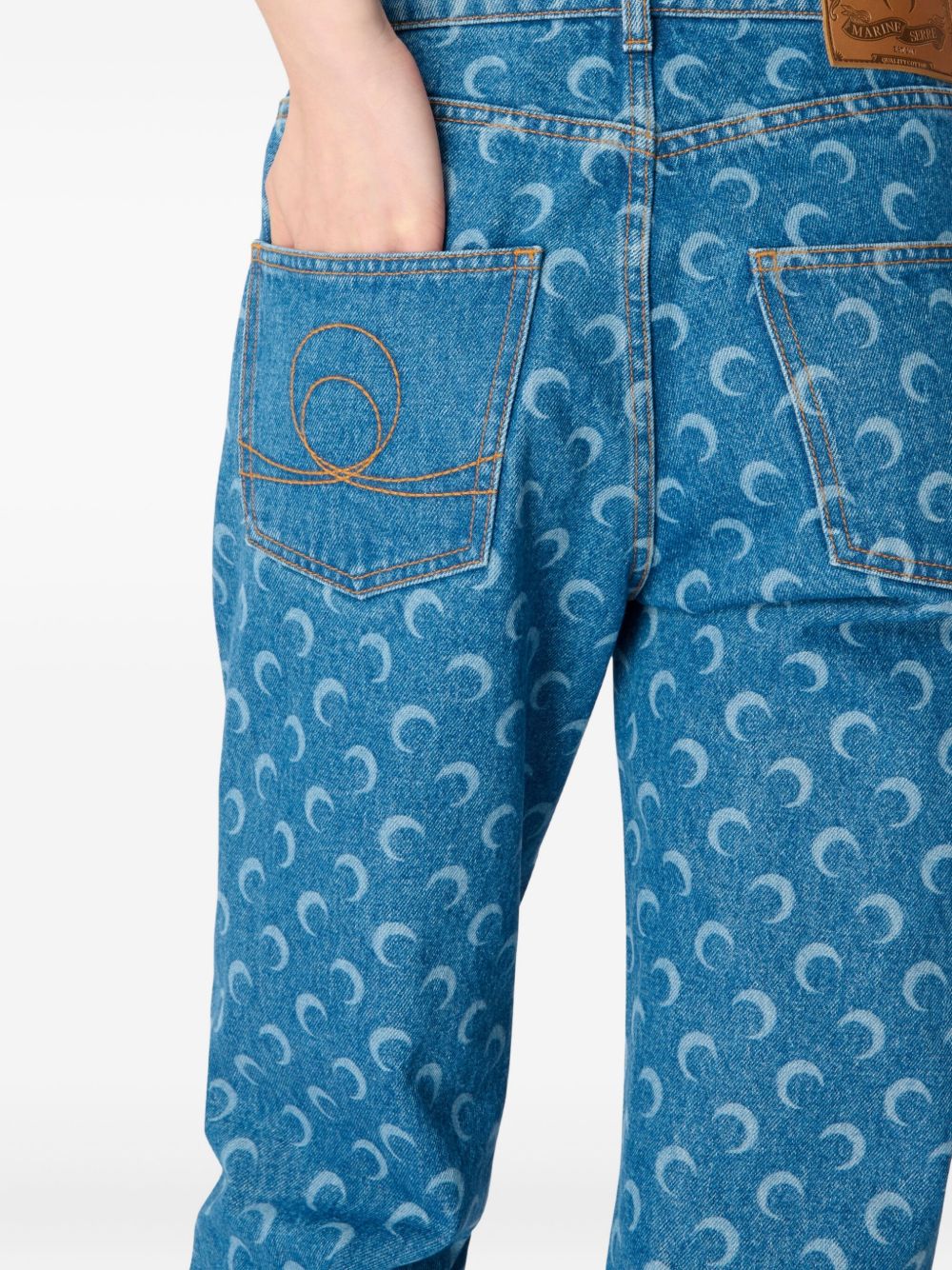 Marine Serre Moon Laser Blue Wash Denim Straight Jeans Marine Serre 