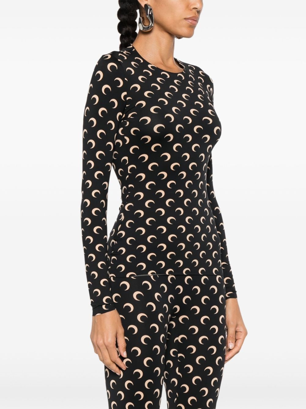 Marine Serre Recycled Moon Jersey SS Highneck Top Marine Serre 