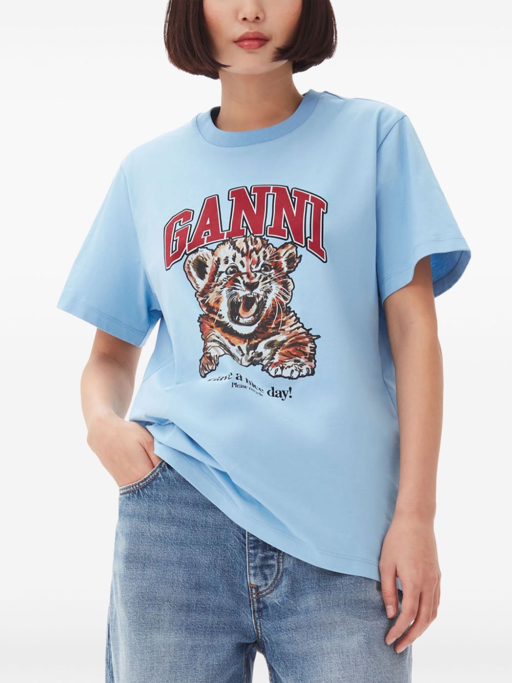 GANNI T-shirts and Polos Clear Blue Ganni 