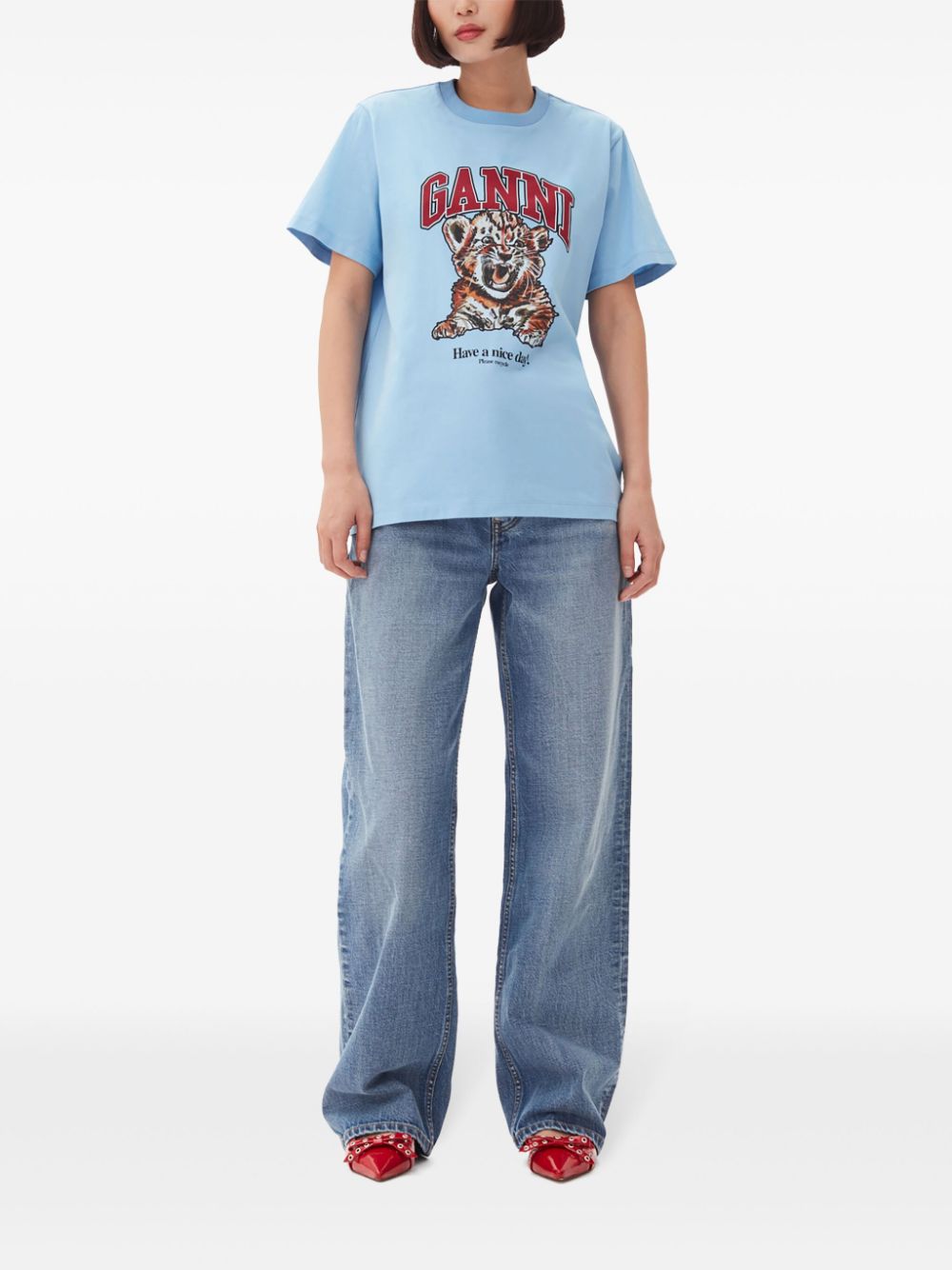 GANNI T-shirts and Polos Clear Blue Ganni 