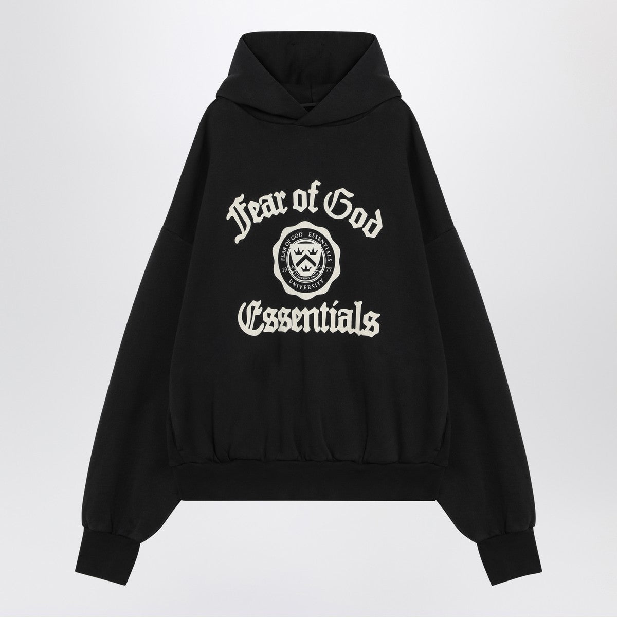 Fear of God Essentials Black hoodie with University logo Fear of God Essentials 