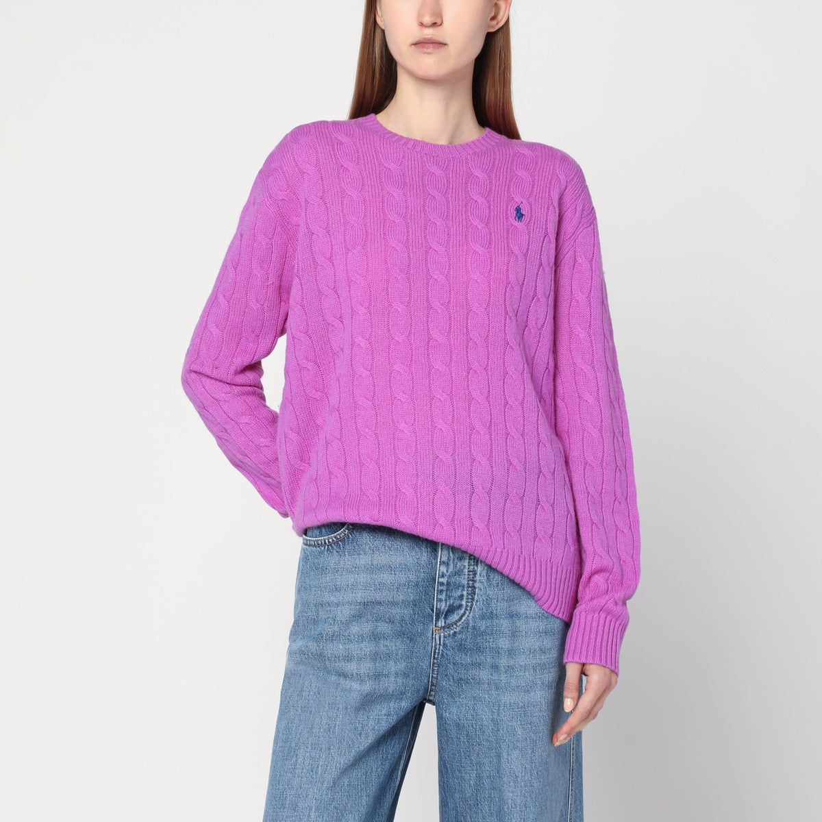Polo Ralph Lauren Purple cable-knit sweater in wool and cashmere Polo Ralph Lauren 