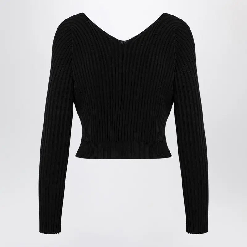 JACQUEMUS La Maille Pralu Longue black cardigan Jacquemus
