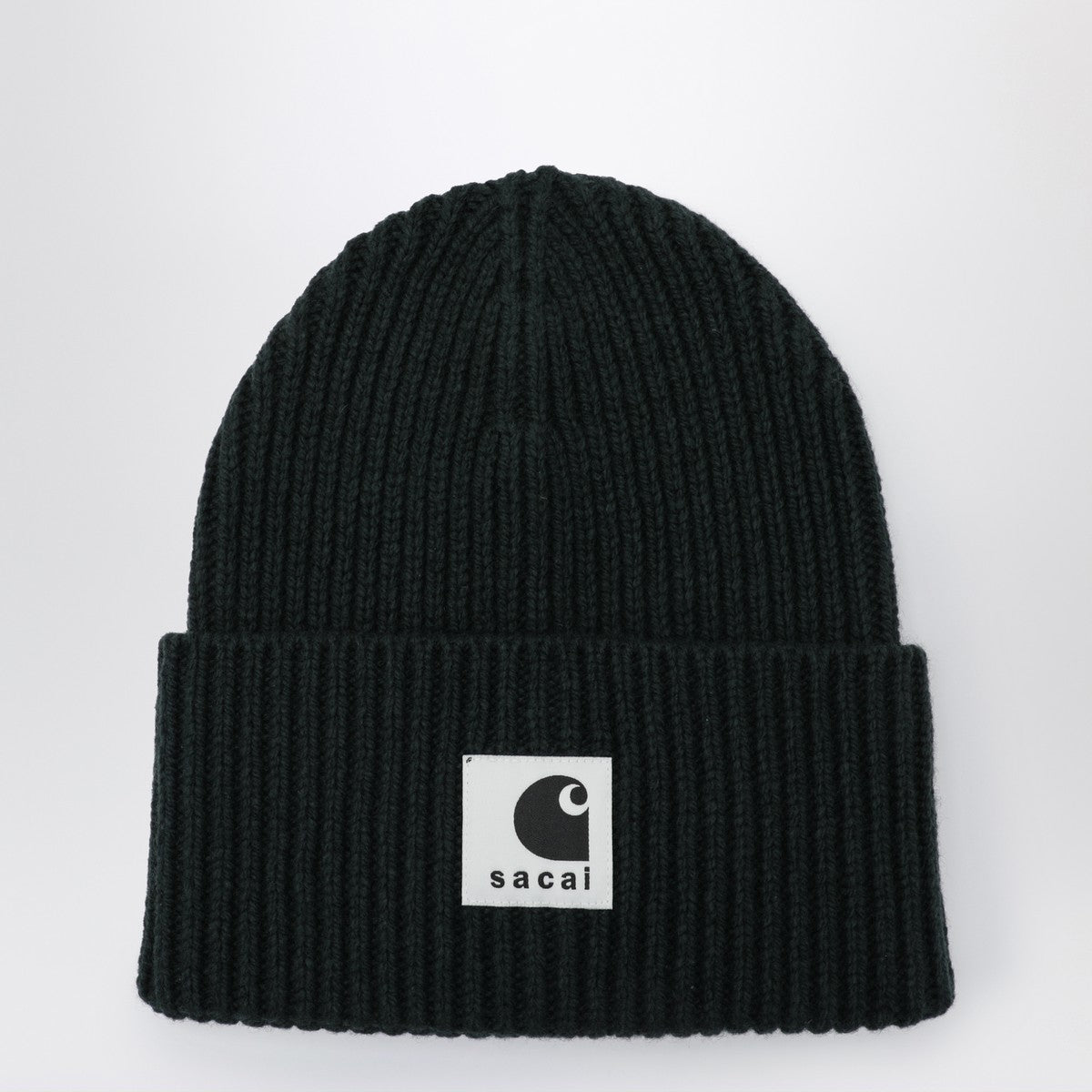 Sacai x Carhartt WIP Dark green beanie with logo patch Sacai x Carhartt WIP 