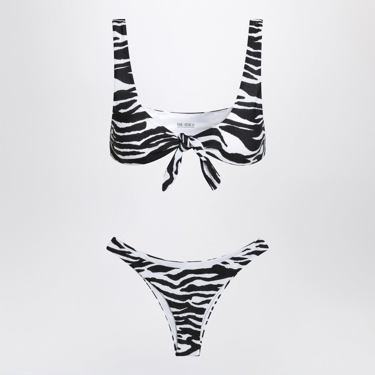 The Attico Two-piece zebra bikini in black/white The Attico 