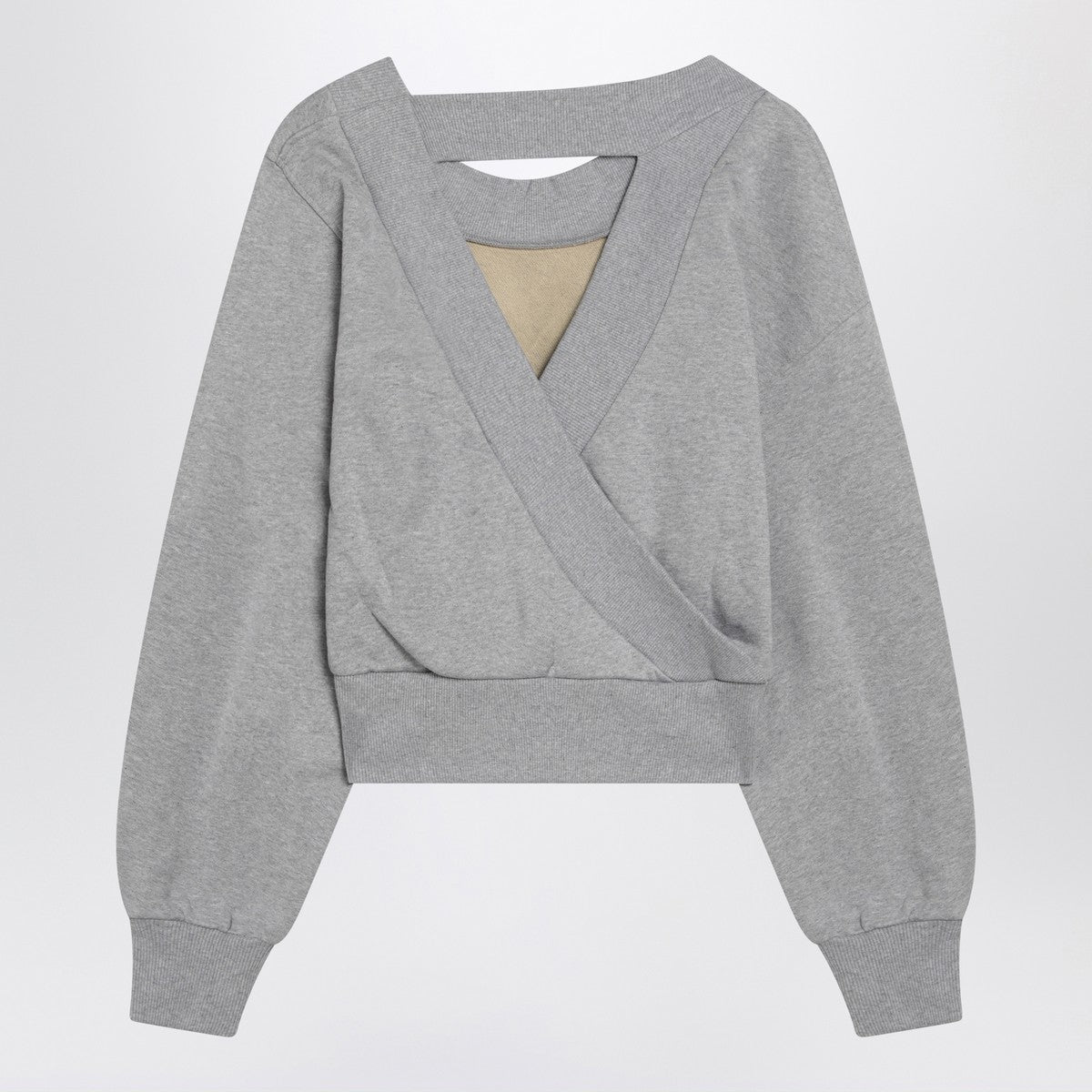 The Attico Gray mélange/beige sweatshirt with cut out The Attico 