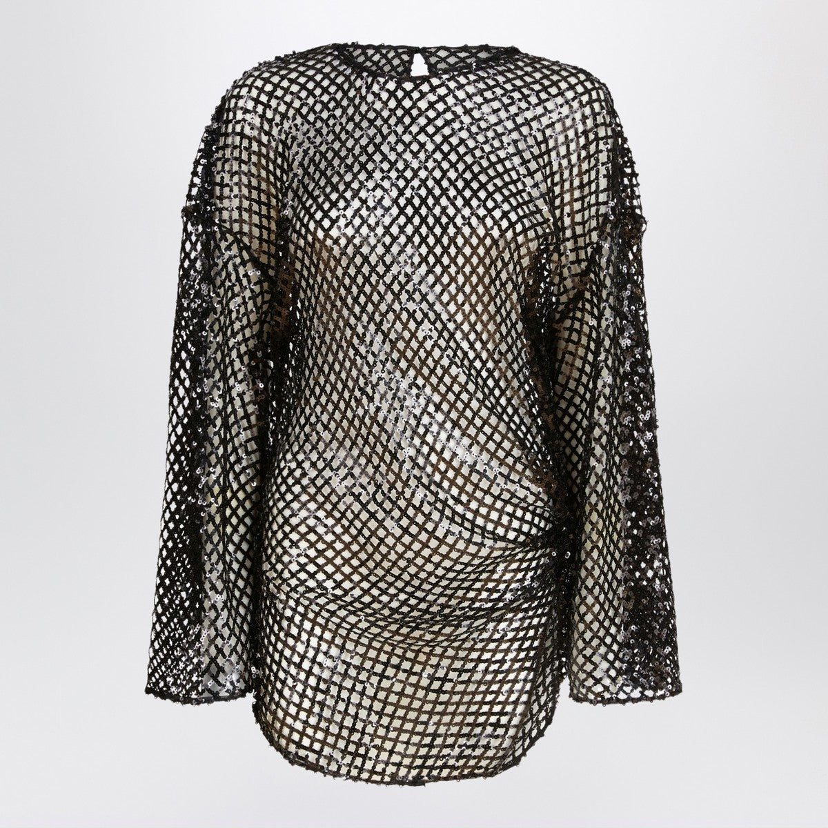 The Attico Black mesh mini dress with sequins The Attico 