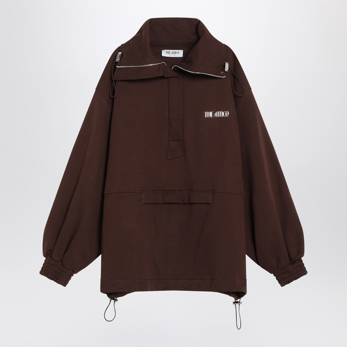 The Attico Brown cotton sweatshirt with logo The Attico 