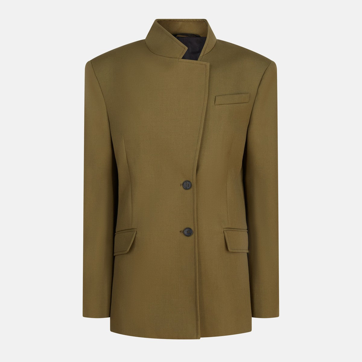 The Attico Asymmetric military green wool jacket The Attico 