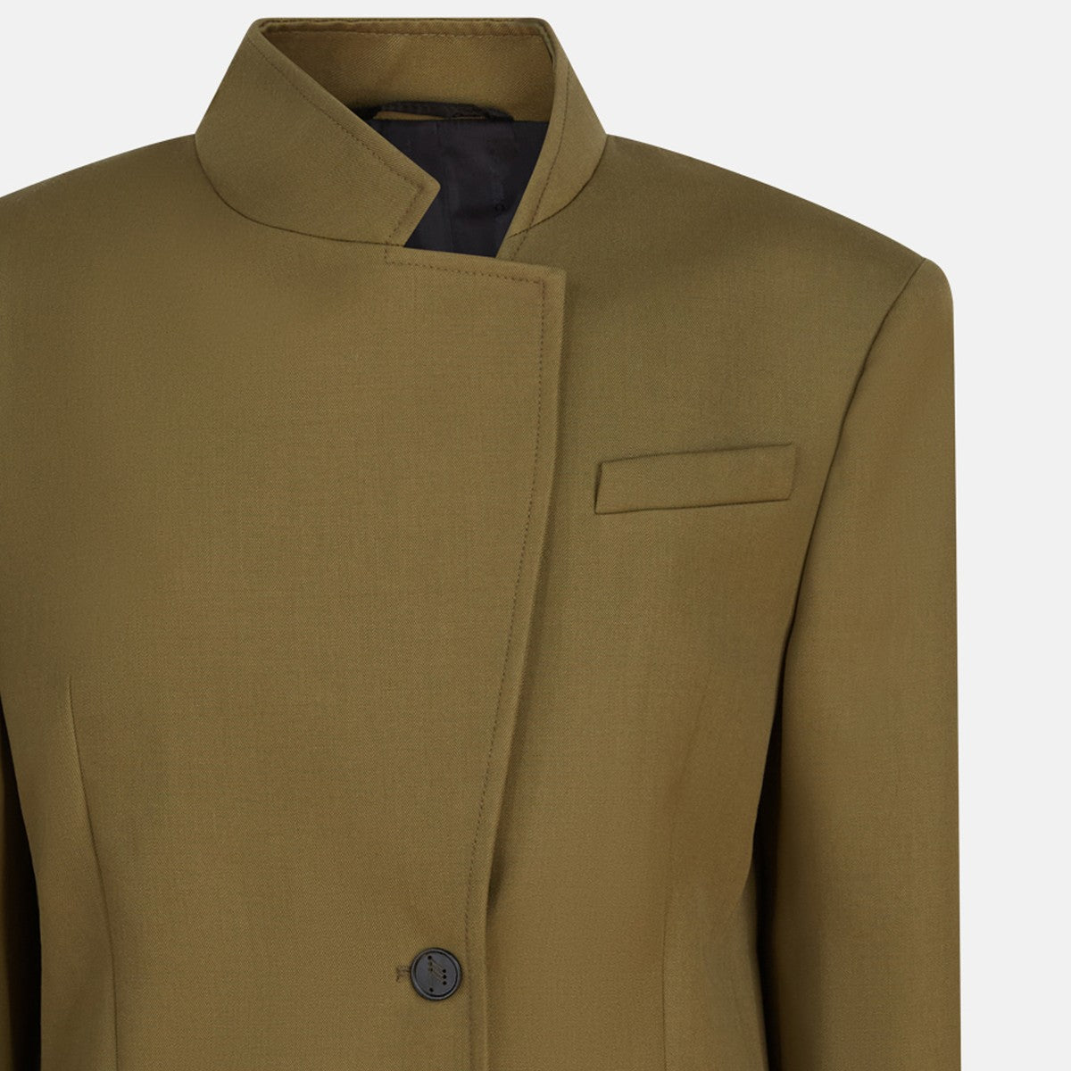 The Attico Asymmetric military green wool jacket The Attico 