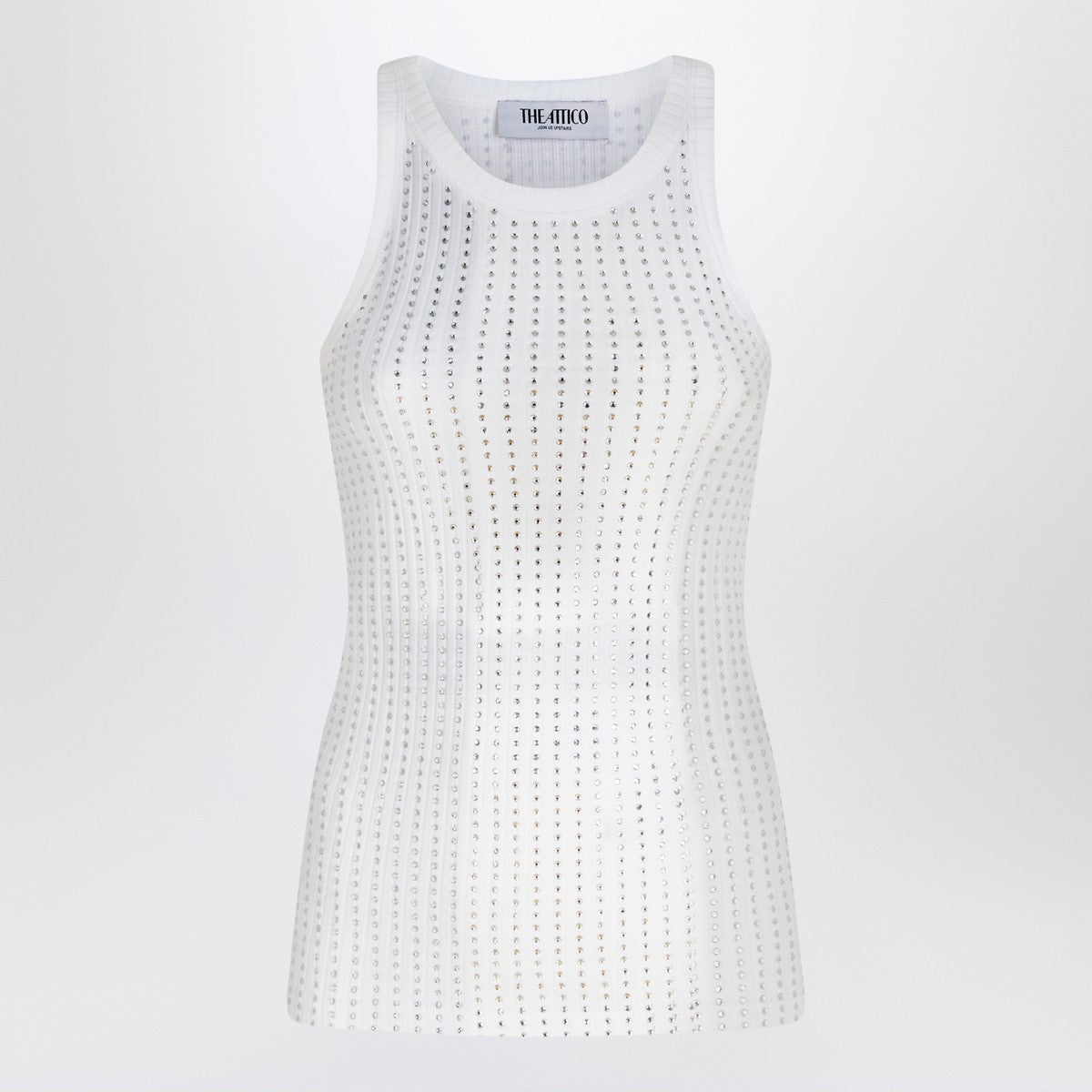 The Attico White tank top with rhinestones The Attico 