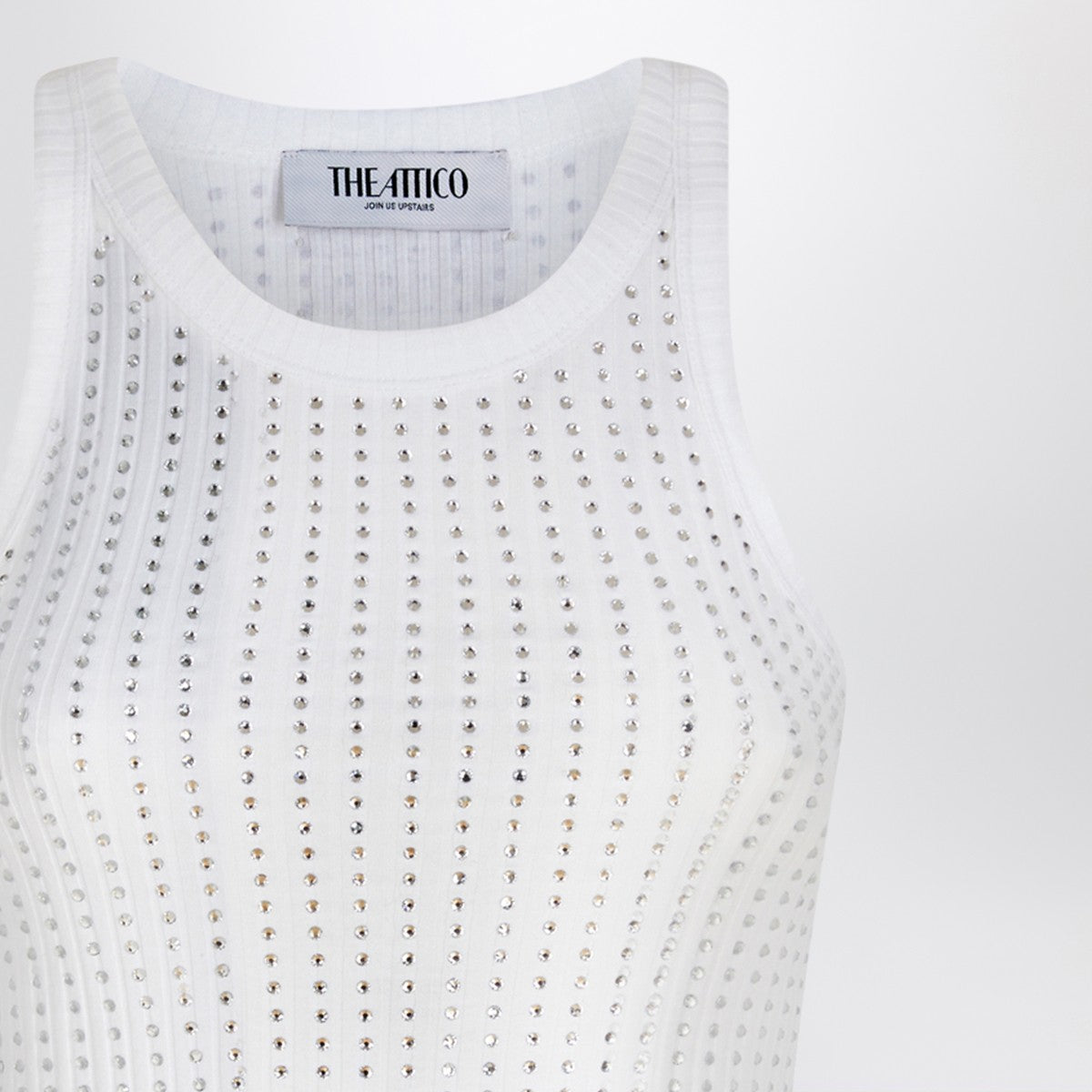 The Attico White tank top with rhinestones The Attico 