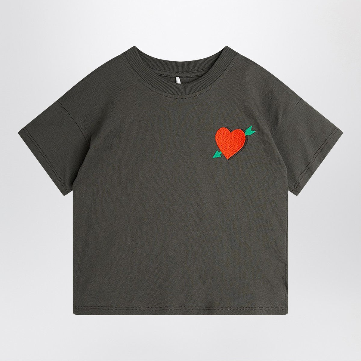 Mini Rodini faded black t-shirt with heart embroidery and arrow Mini Rodini 
