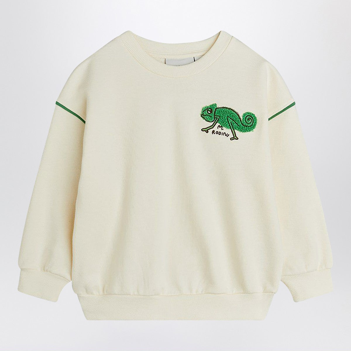 Mini Rodini Ivory sweatshirt with a velvet lizard Mini Rodini 
