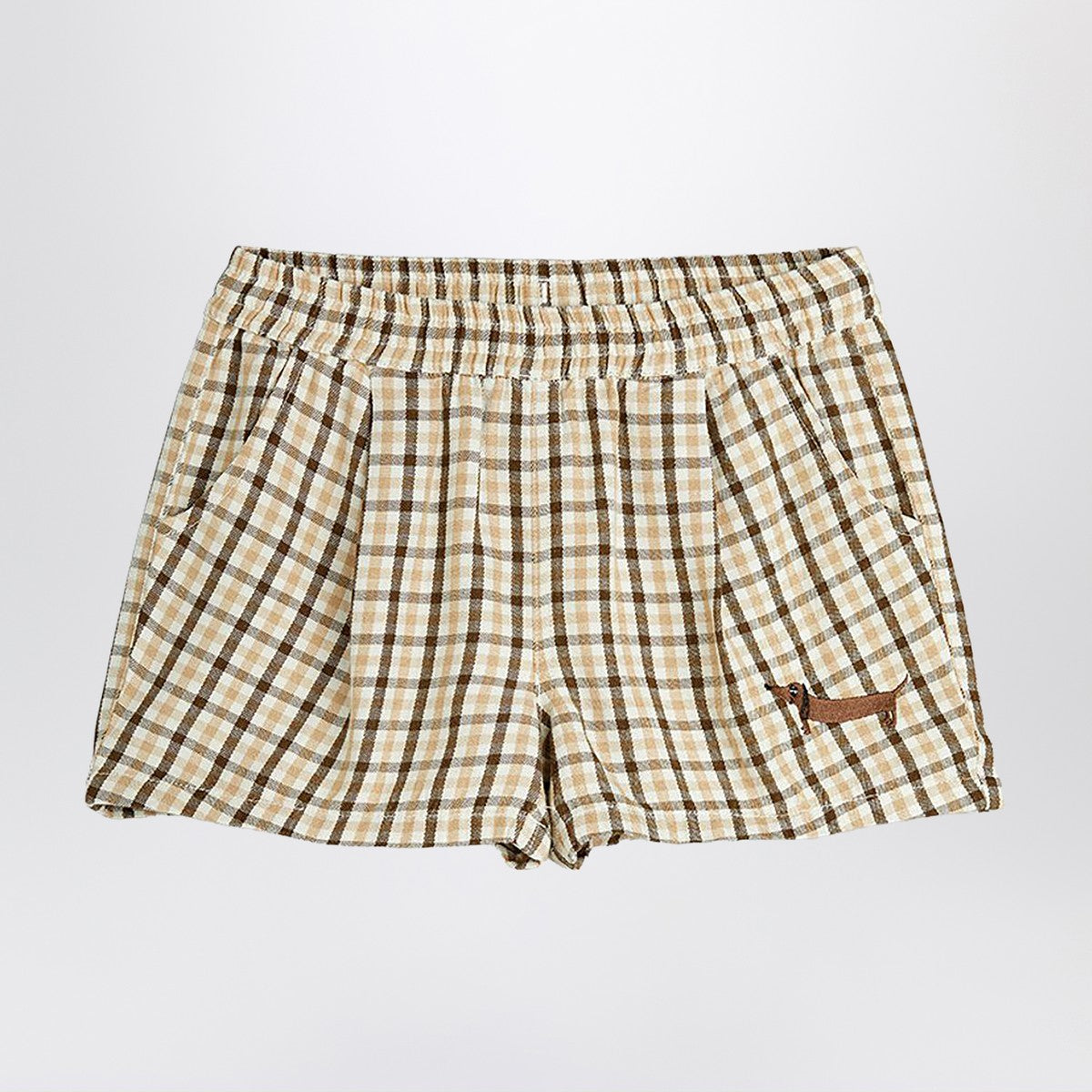 Mini Rodini Beige shorts with check pattern Mini Rodini 