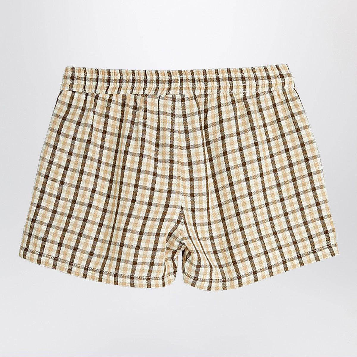 Mini Rodini Beige shorts with check pattern Mini Rodini 