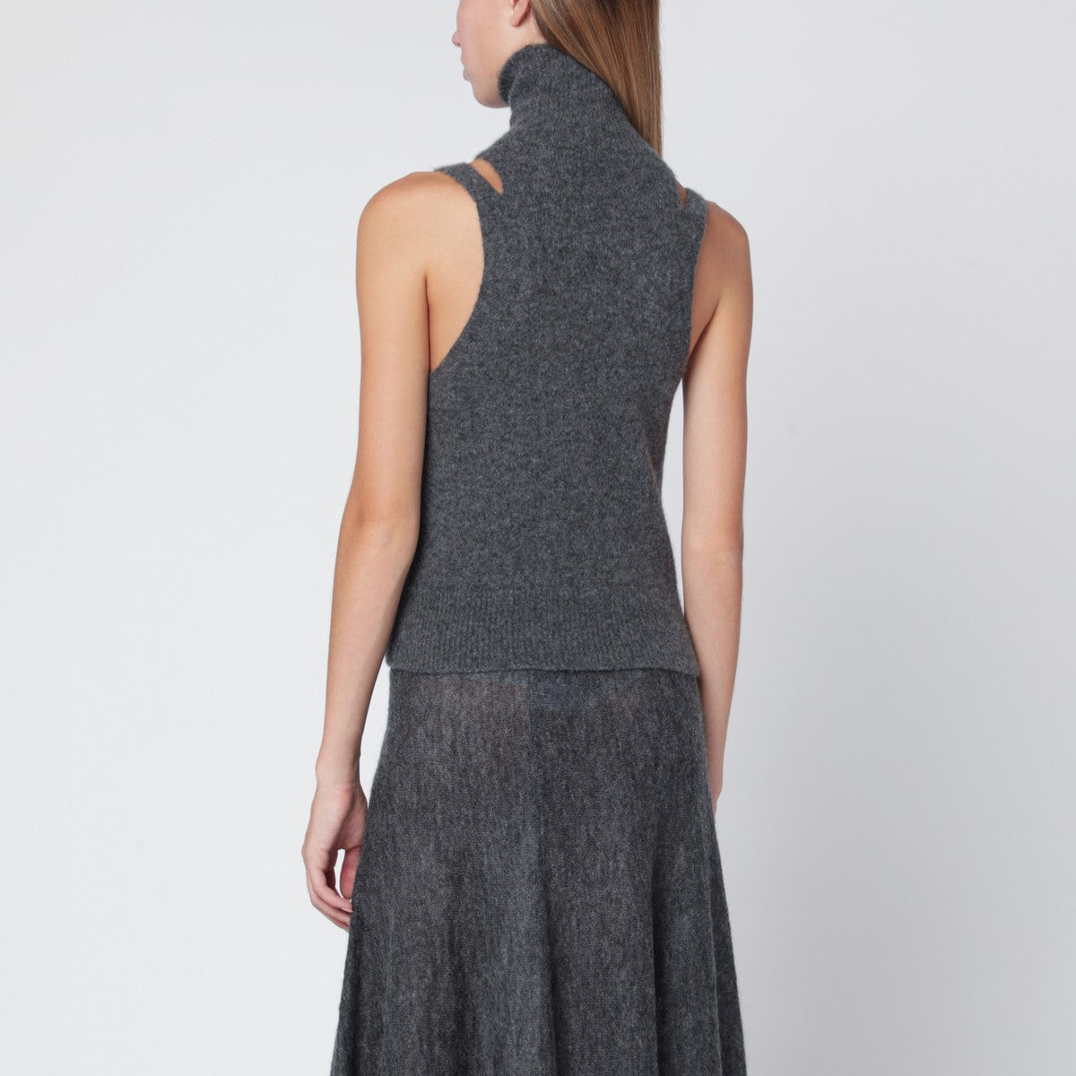 Roberto Collina Grey cashmere blend turtleneck top Roberto Collina 