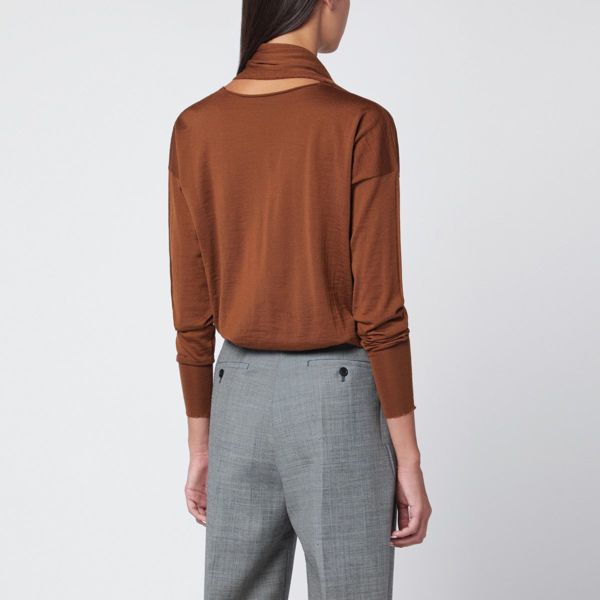 Roberto Collina Hazelnut-coloured sweater with scarf Roberto Collina 