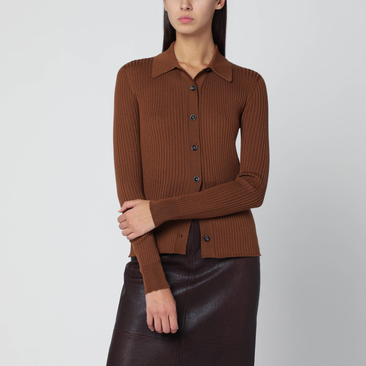 Roberto Collina Tobacco wool cardigan Roberto Collina 
