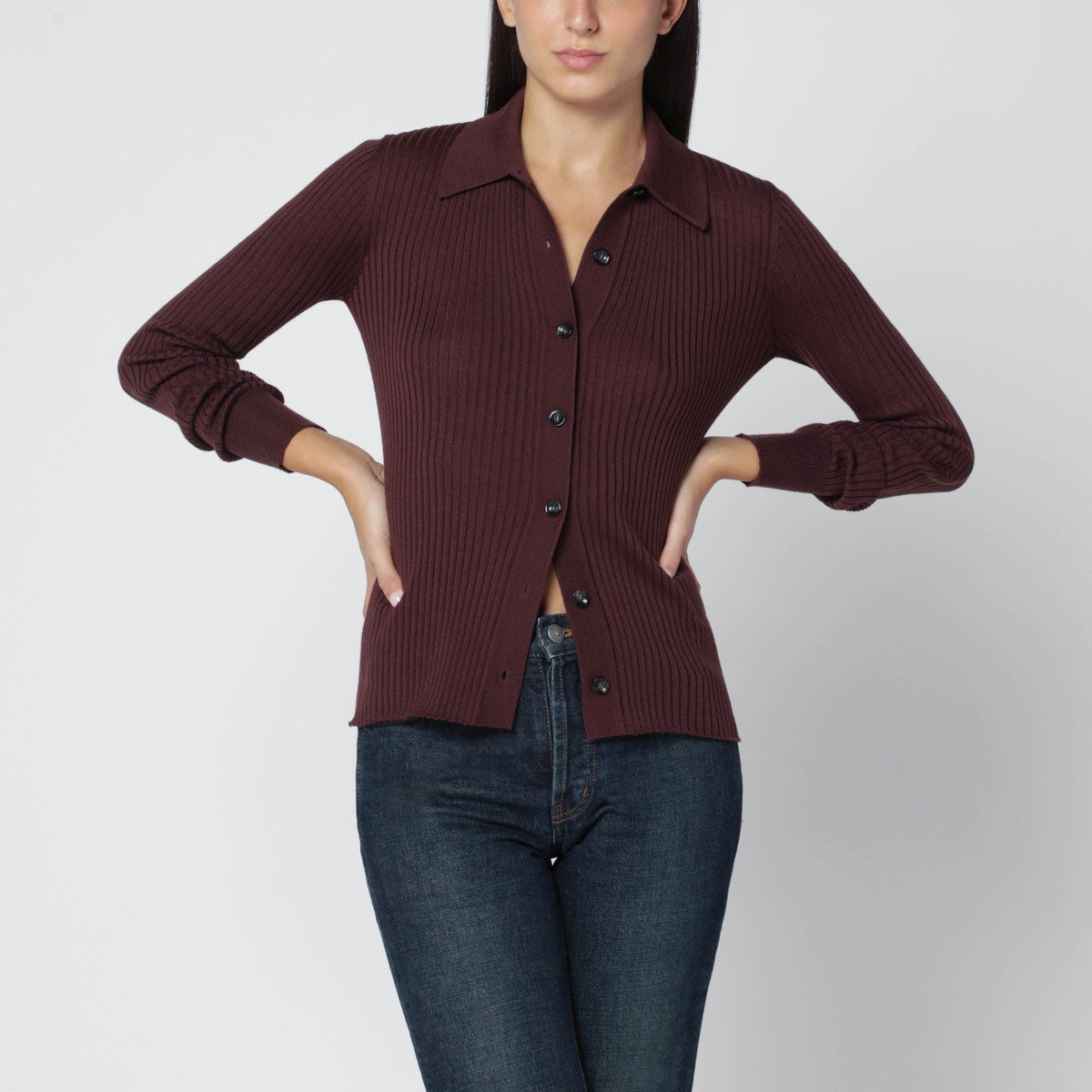 Roberto Collina Aubergine wool cardigan Roberto Collina 