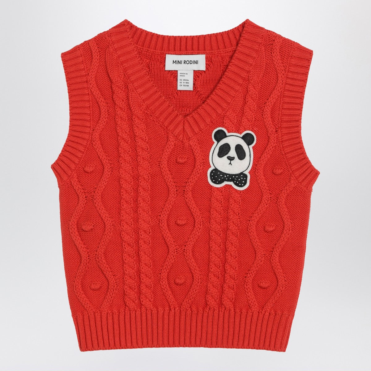 Mini Rodini Red Panda cable knit slipover Mini Rodini 