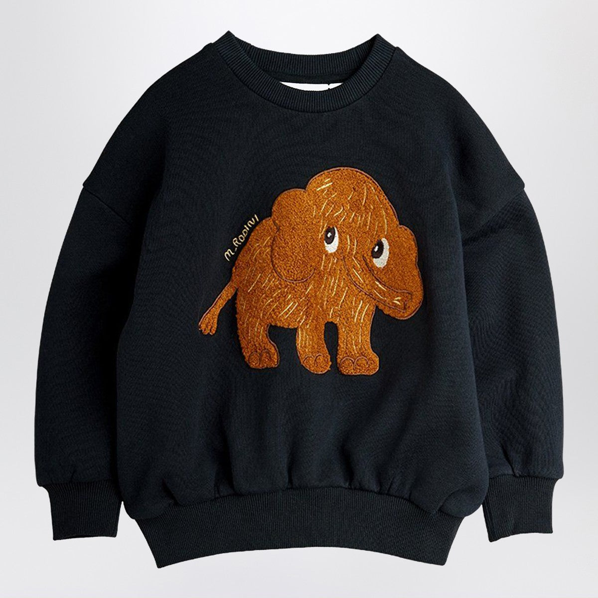Mini Rodini Black sweatshirt with chenille mammoth Mini Rodini 