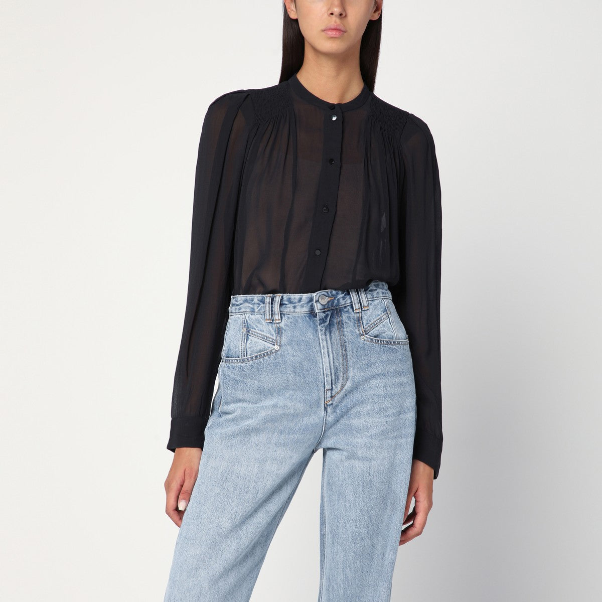 ISABEL MARANT Étoile Black Noeline blouse in viscose crêpe ISABEL MARANT Étoile 