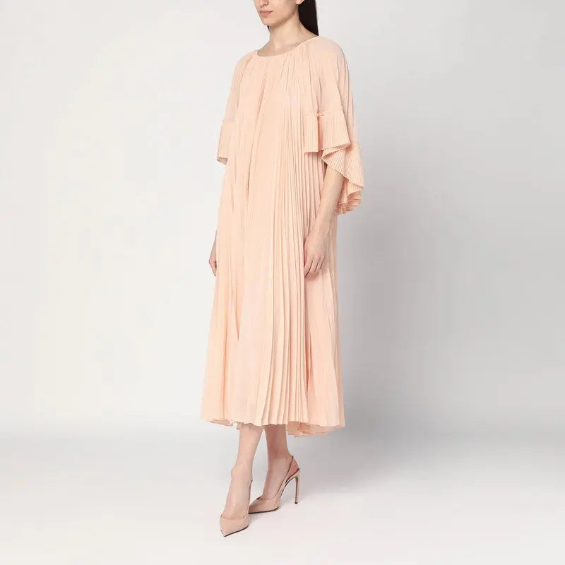 ZIMMERMANN Pleated peach-colored midi dress Zimmermann