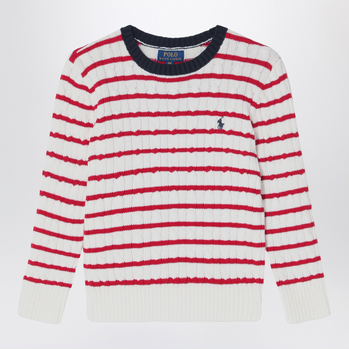 Polo Ralph Lauren White/red striped cable-knit jumper Polo Ralph Lauren 