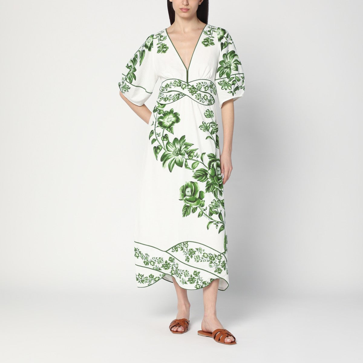 FARM Rio Floral Cascade midi dress white/green FARM Rio 