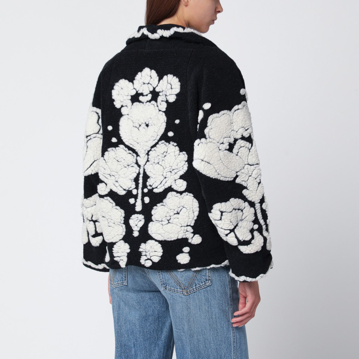 FARM Rio Black short coat with floral embroidery FARM Rio 