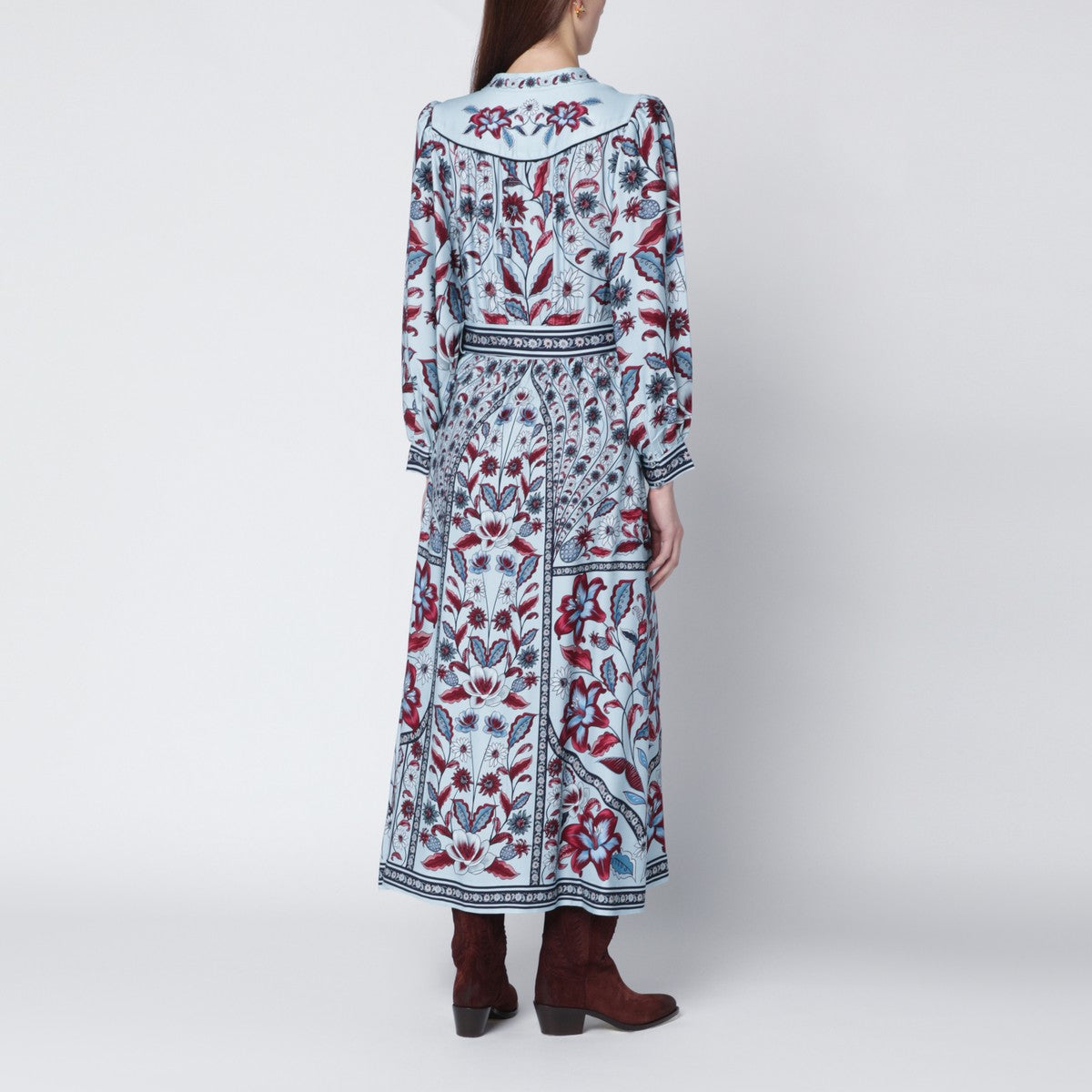 FARM Rio Light blue midi dress with floral print FARM Rio 