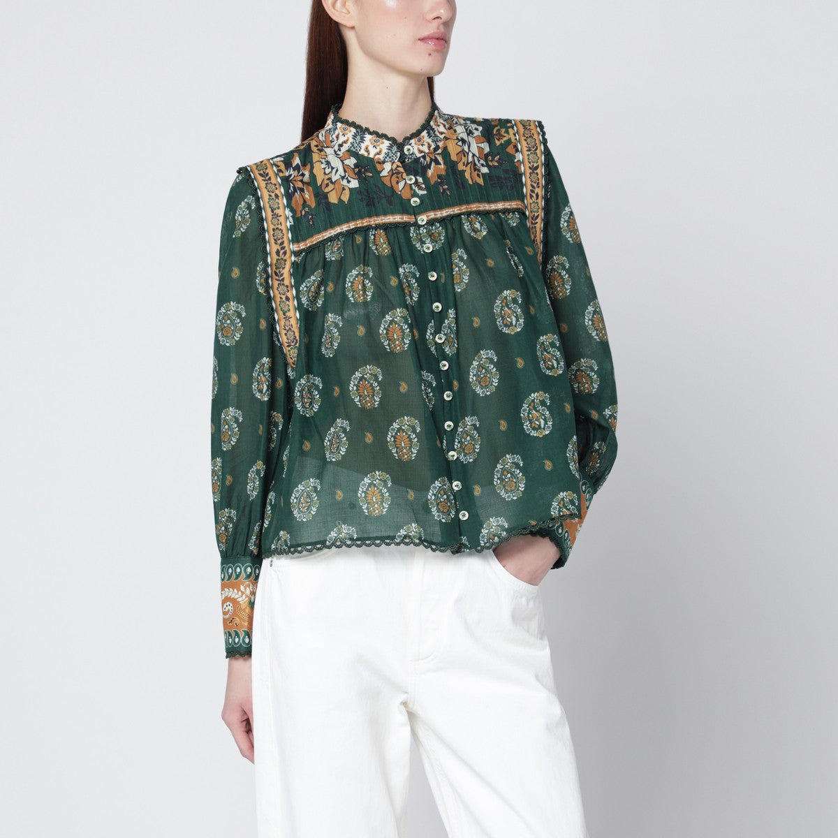 FARM Rio Tayla green cotton blouse FARM Rio 