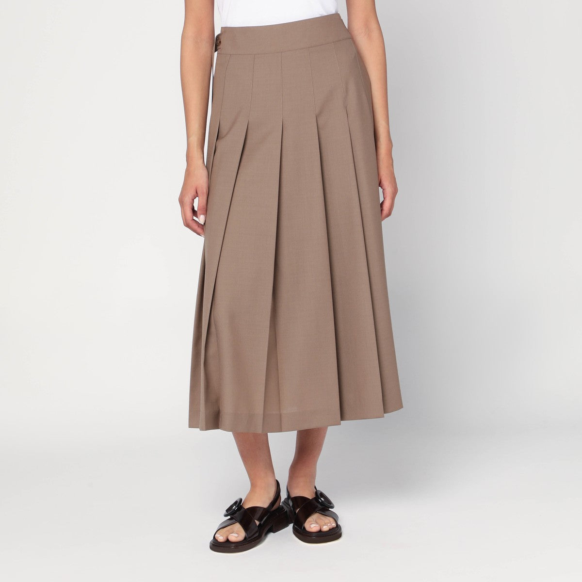 Róhe Pleated midi skirt in khaki Róhe 
