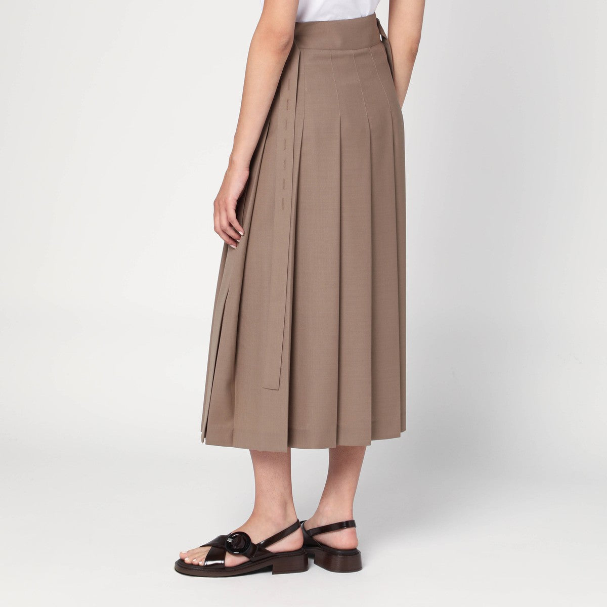 Róhe Pleated midi skirt in khaki Róhe 