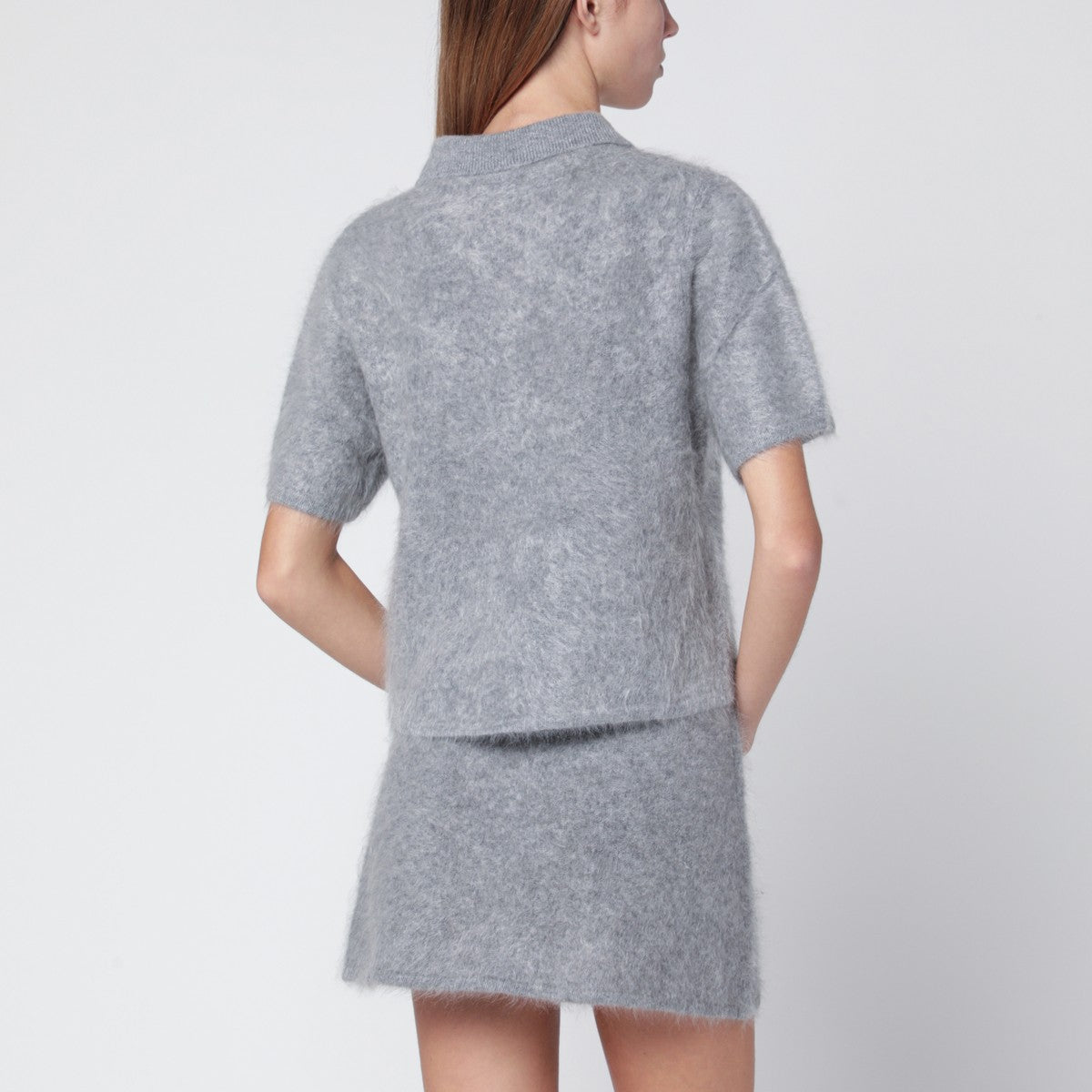 ALMADA LABEL Maika polo in grey brushed cashmere ALMADA LABEL 